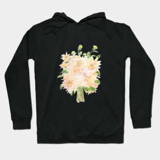 light orange peach color dahlia bouquet watercolor Hoodie